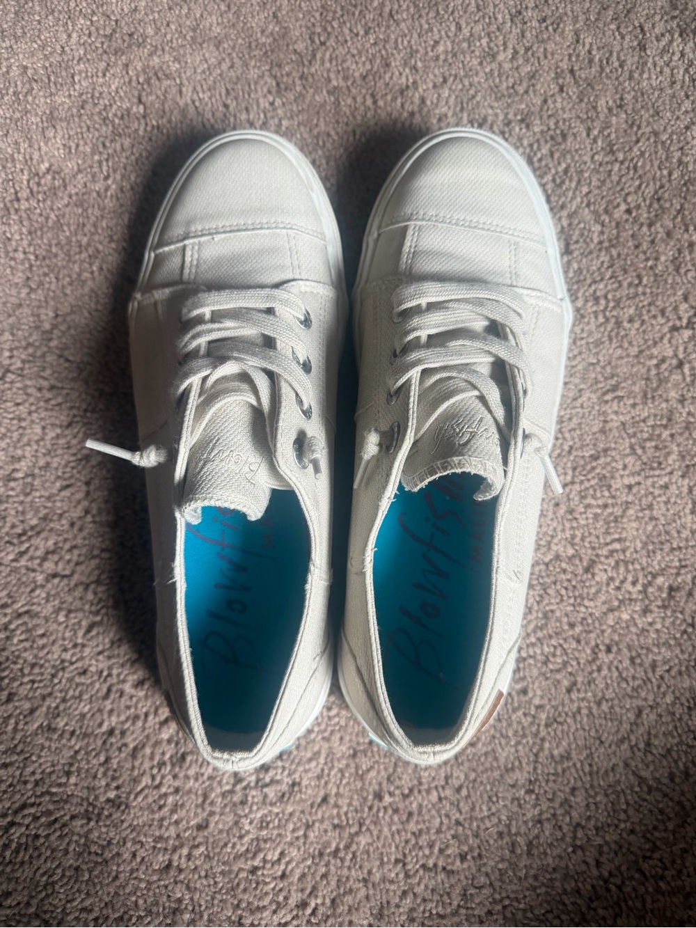Blowfish White Canvas Low-Top Lace-Up Sneakers
